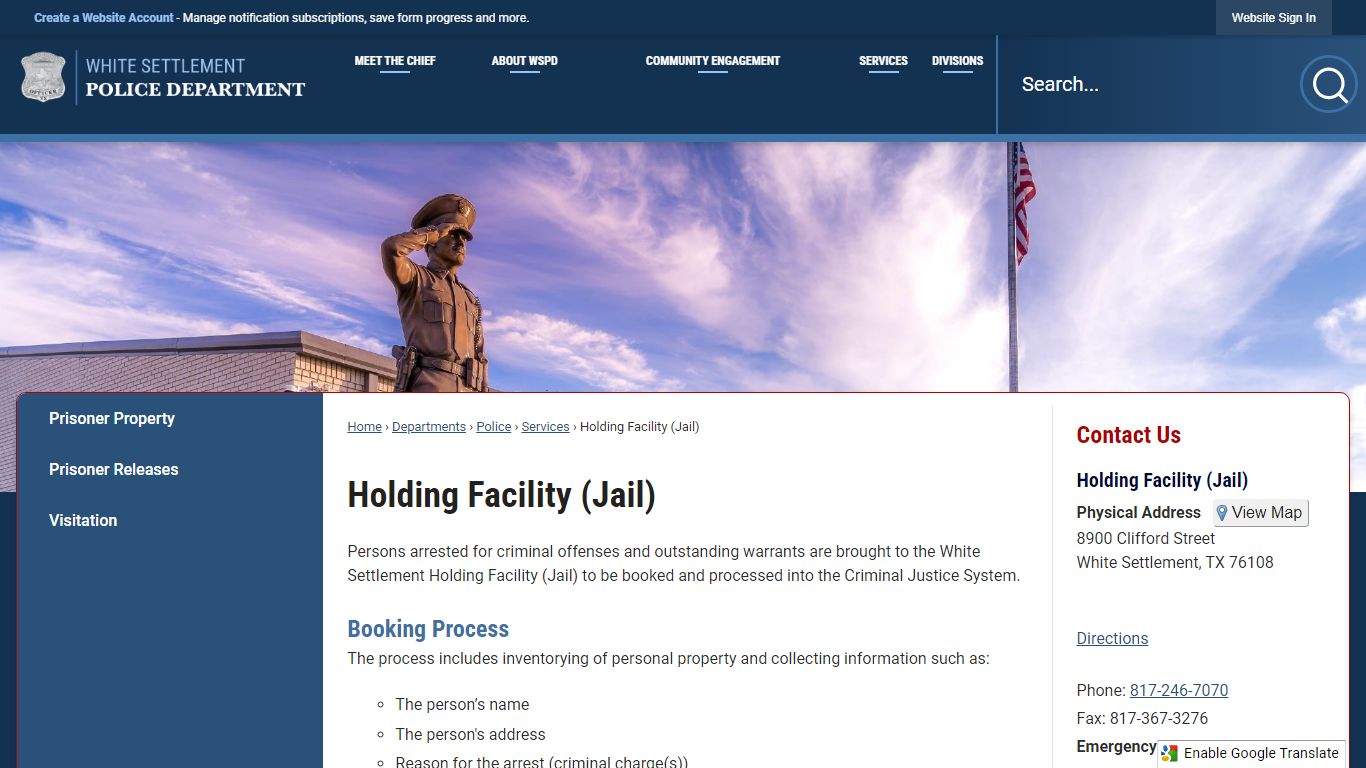 Holding Facility (Jail) | White Settlement, TX