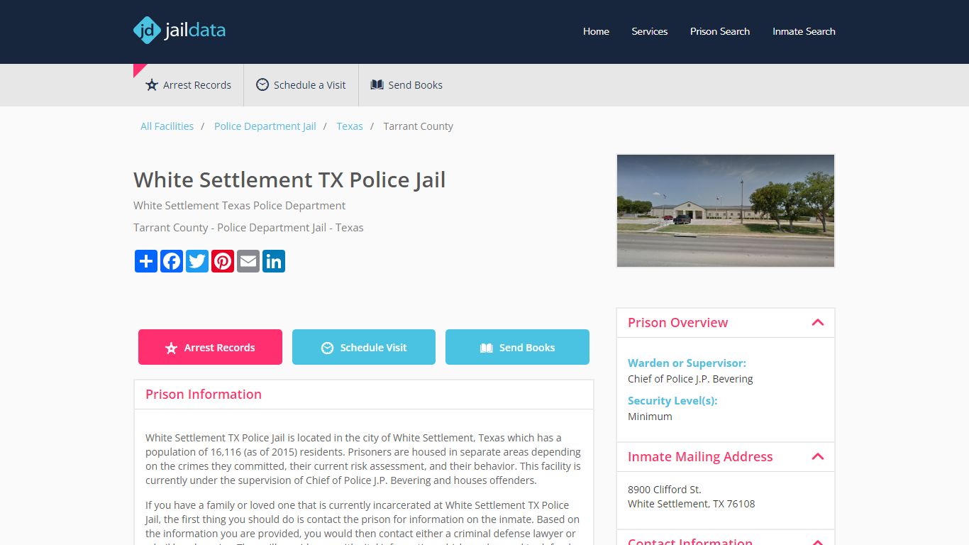 White Settlement TX Police Jail Inmate Search and Prisoner Info - White ...
